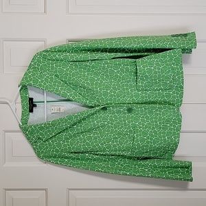 Talbots women's green floral print 2 button blazer sz Mp